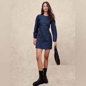Banana Republic Dark Blue Denim Long Sleeve Dress